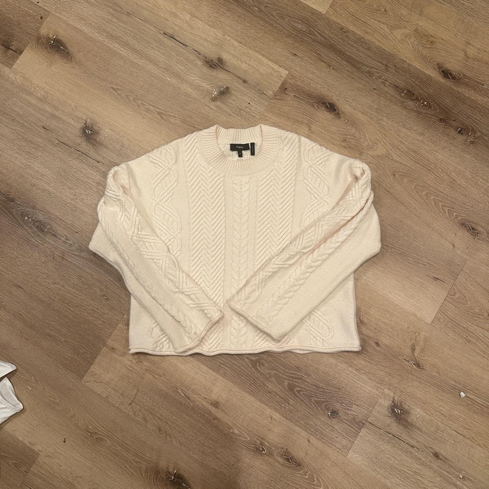 Theory Governor Cable Crop Ivory Knit Sweater
. - Picture 2 of 5